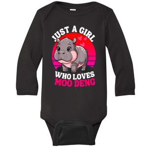 Woman Cute Baby Hippo Moo Deng Just A Girl Who Loves Moo Deng Gift Baby Long Sleeve Bodysuit