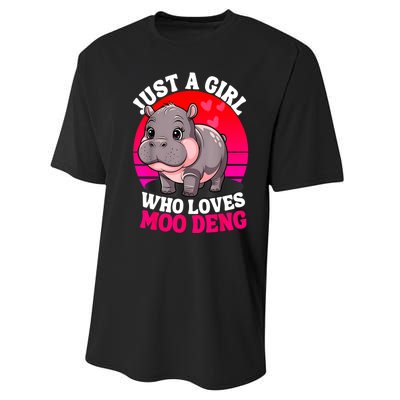 Woman Cute Baby Hippo Moo Deng Just A Girl Who Loves Moo Deng Gift Performance Sprint T-Shirt