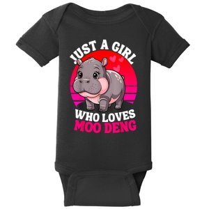 Woman Cute Baby Hippo Moo Deng Just A Girl Who Loves Moo Deng Gift Baby Bodysuit