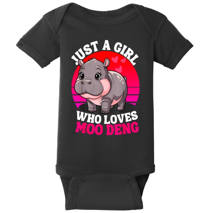 Woman Cute Baby Hippo Moo Deng Just A Girl Who Loves Moo Deng Gift Baby Bodysuit