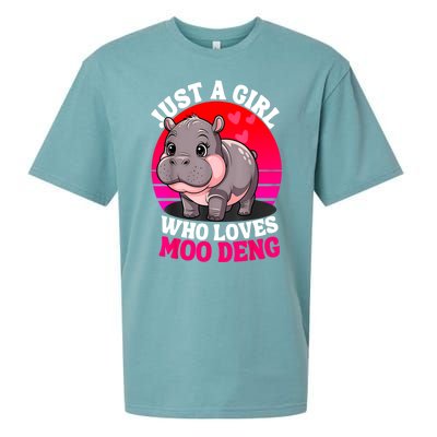 Woman Cute Baby Hippo Moo Deng Just A Girl Who Loves Moo Deng Gift Sueded Cloud Jersey T-Shirt