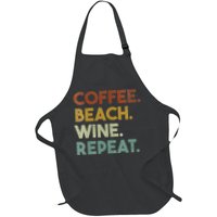 Womens Coffee Beach Wine Repeat Funny Retro Beach Apron