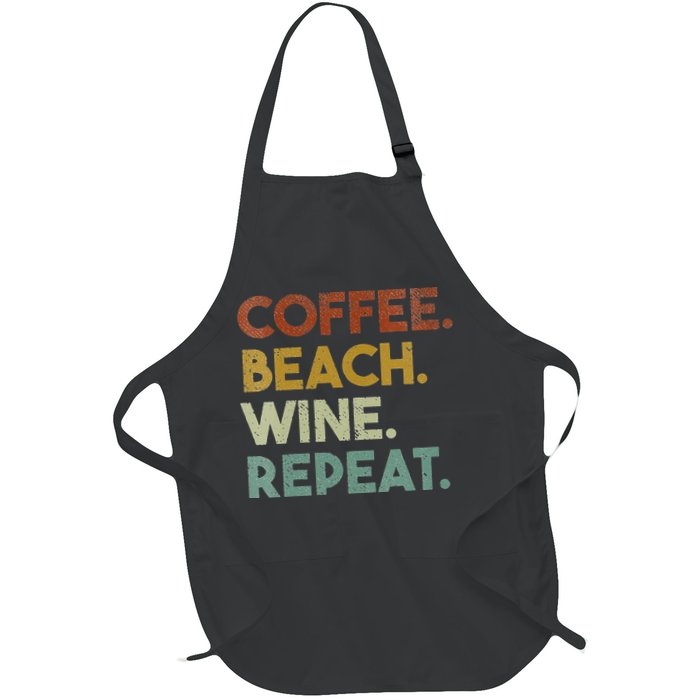 Womens Coffee Beach Wine Repeat Funny Retro Beach Apron