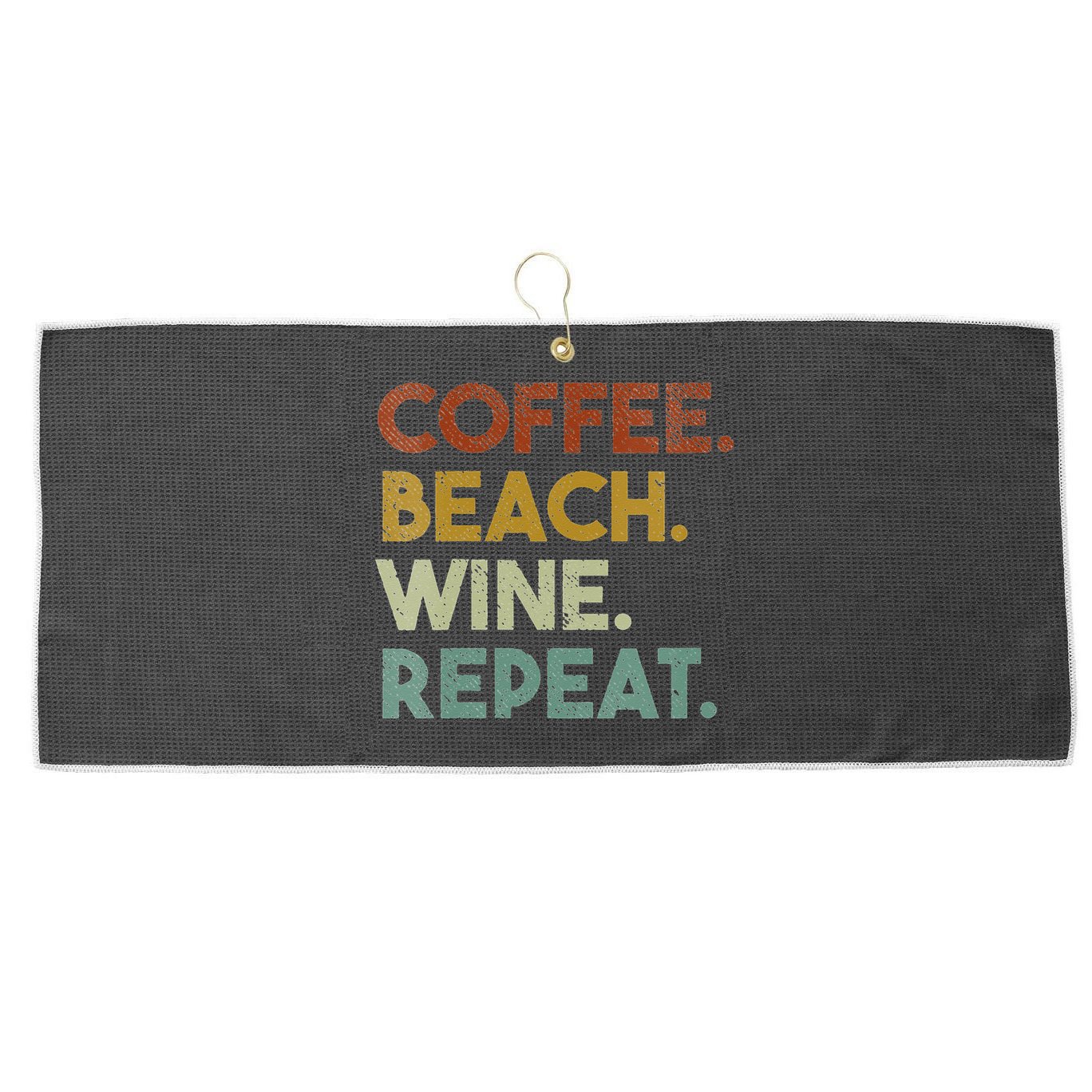Womens Coffee Beach Wine Repeat Funny Retro Beach Large Microfiber Waffle Golf Towel
