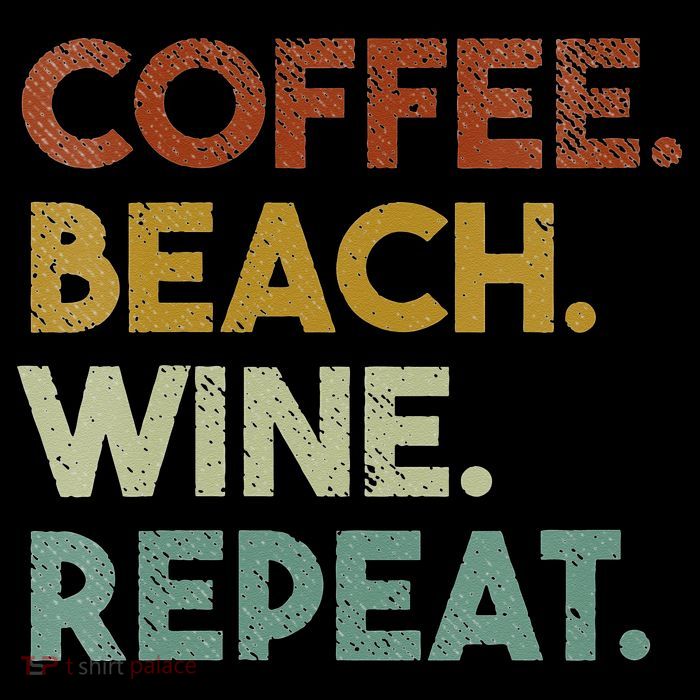 Womens Coffee Beach Wine Repeat Funny Retro Beach Premium T-Shirt