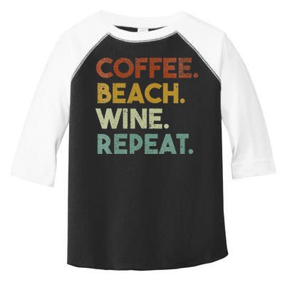 Womens Coffee Beach Wine Repeat Funny Retro Beach Toddler Fine Jersey T-Shirt