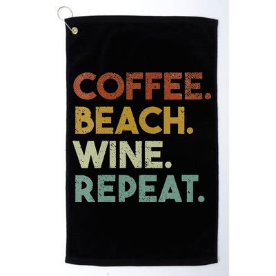Womens Coffee Beach Wine Repeat Funny Retro Beach Golf Towel