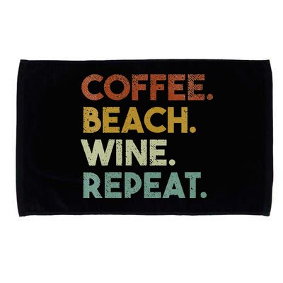 Womens Coffee Beach Wine Repeat Funny Retro Beach Microfiber Hand Towel