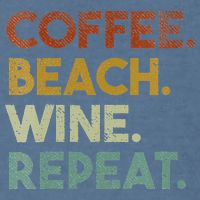 Womens Coffee Beach Wine Repeat Funny Retro Beach Garment-Dyed Sweatshirt