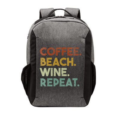 Womens Coffee Beach Wine Repeat Funny Retro Beach Vector Backpack