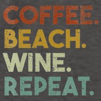 Womens Coffee Beach Wine Repeat Funny Retro Beach Vector Backpack