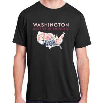 Washington Capitol Building With Cherry Blossom In Us Map Adult ChromaSoft Performance T-Shirt