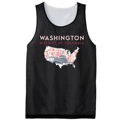 Washington Capitol Building With Cherry Blossom In Us Map Mesh Reversible Basketball Jersey Tank