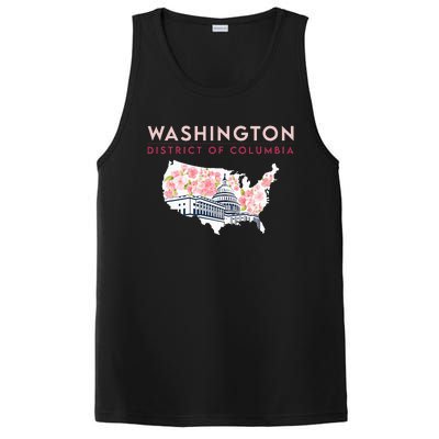 Washington Capitol Building With Cherry Blossom In Us Map PosiCharge Competitor Tank