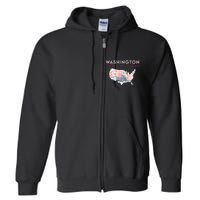 Washington Capitol Building With Cherry Blossom In Us Map Full Zip Hoodie