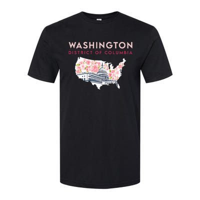 Washington Capitol Building With Cherry Blossom In Us Map Softstyle CVC T-Shirt