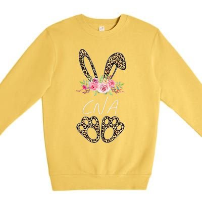 Womens CNA Bunny Leopard Flowers Easter Gifts Premium Crewneck Sweatshirt