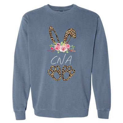 Womens CNA Bunny Leopard Flowers Easter Gifts Garment-Dyed Sweatshirt