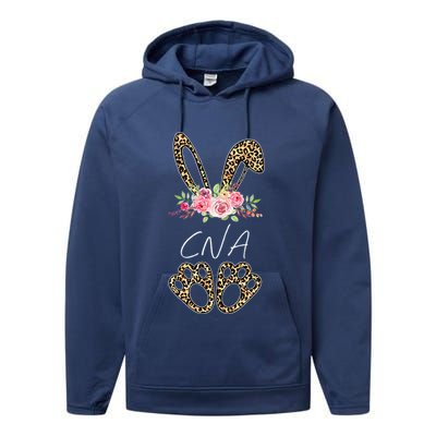 Womens CNA Bunny Leopard Flowers Easter Gifts Performance Fleece Hoodie