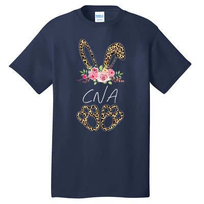 Womens CNA Bunny Leopard Flowers Easter Gifts Tall T-Shirt