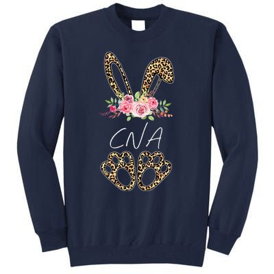 Womens CNA Bunny Leopard Flowers Easter Gifts Tall Sweatshirt