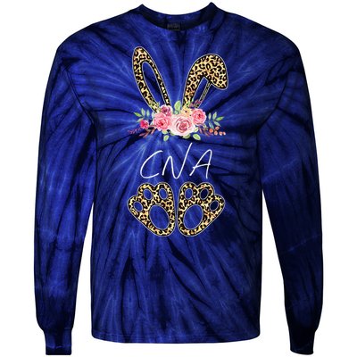 Womens CNA Bunny Leopard Flowers Easter Gifts Tie-Dye Long Sleeve Shirt