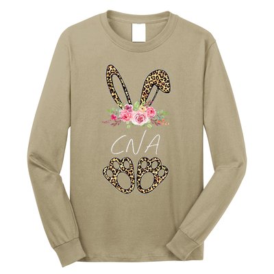 Womens CNA Bunny Leopard Flowers Easter Gifts Long Sleeve Shirt