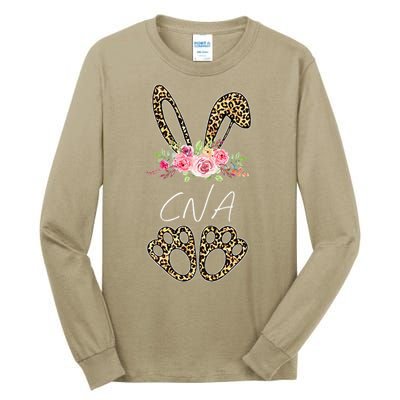 Womens CNA Bunny Leopard Flowers Easter Gifts Tall Long Sleeve T-Shirt