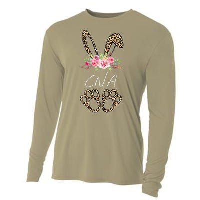 Womens CNA Bunny Leopard Flowers Easter Gifts Cooling Performance Long Sleeve Crew