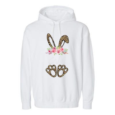 Womens CNA Bunny Leopard Flowers Easter Gifts Garment-Dyed Fleece Hoodie