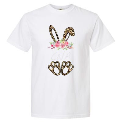 Womens CNA Bunny Leopard Flowers Easter Gifts Garment-Dyed Heavyweight T-Shirt