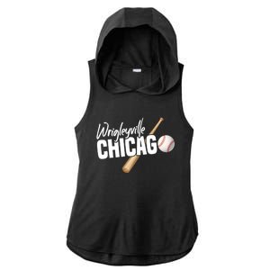 Wrigleyville Chicago Baseball American Ladies PosiCharge Tri-Blend Wicking Draft Hoodie Tank