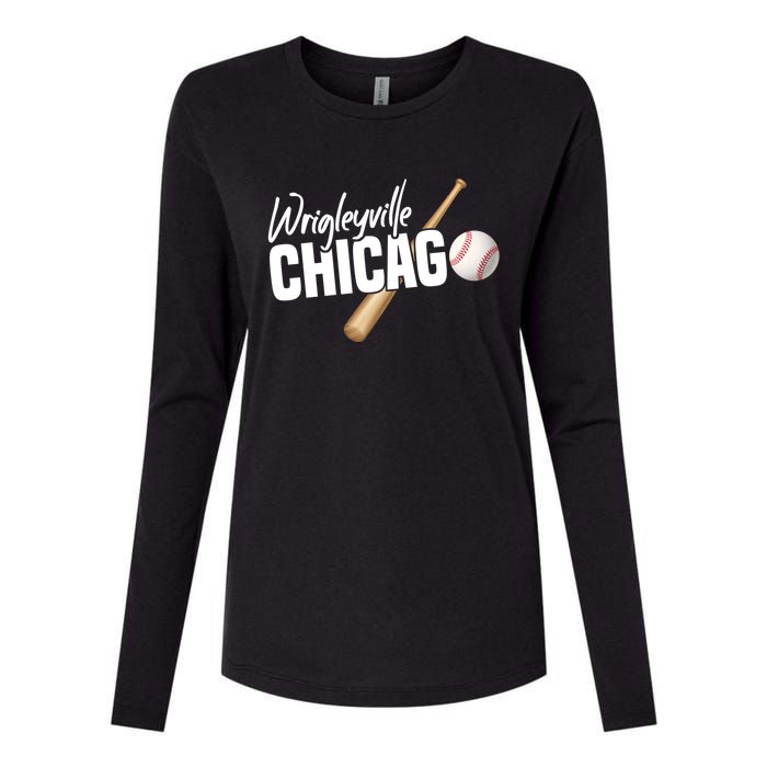 Wrigleyville Chicago Baseball American Womens Cotton Relaxed Long Sleeve T-Shirt