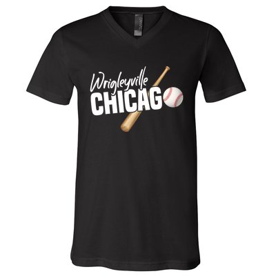 Wrigleyville Chicago Baseball American V-Neck T-Shirt