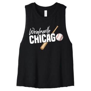 Wrigleyville Chicago Baseball American Women's Racerback Cropped Tank