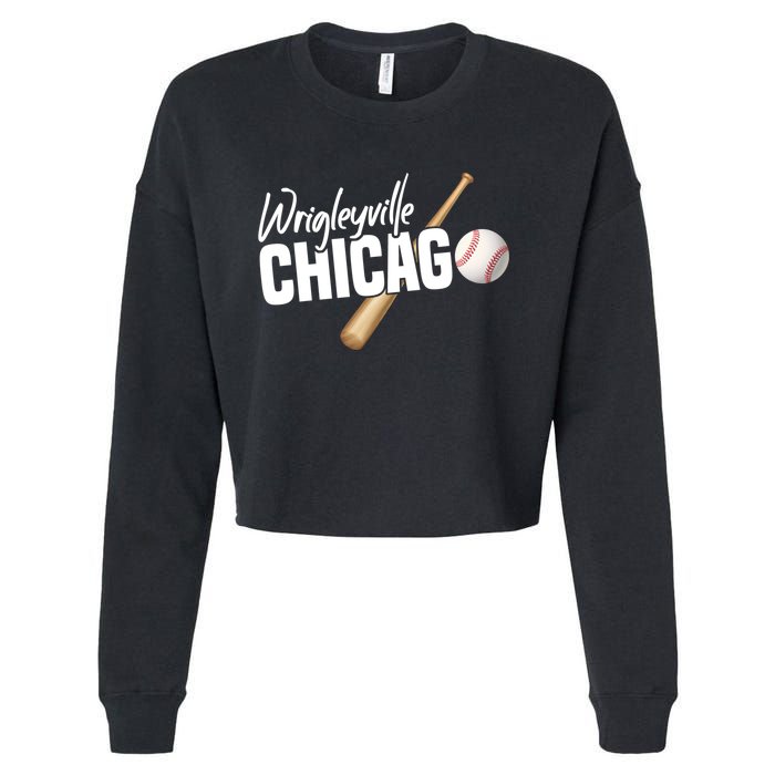 Wrigleyville Chicago Baseball American Cropped Pullover Crew