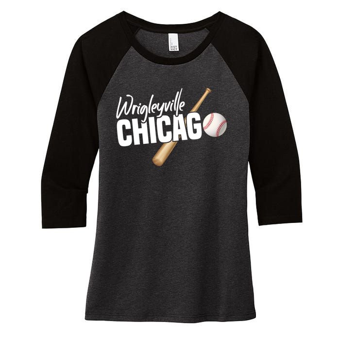 Wrigleyville Chicago Baseball American Women's Tri-Blend 3/4-Sleeve Raglan Shirt