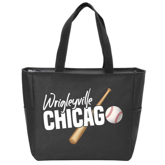 Wrigleyville Chicago Baseball American Zip Tote Bag