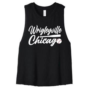 Wrigleyville Chicago Baseball American Women's Racerback Cropped Tank