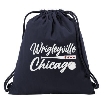 Wrigleyville Chicago Baseball American Drawstring Bag
