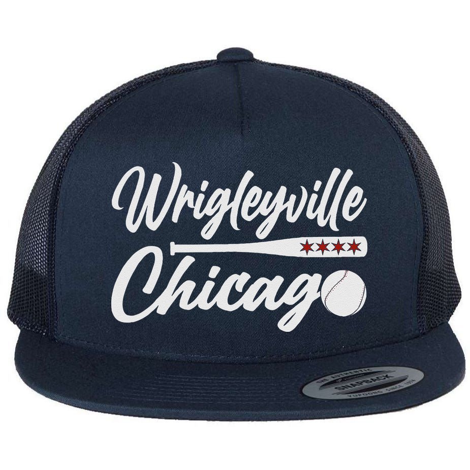 Wrigleyville Chicago Baseball American Flat Bill Trucker Hat