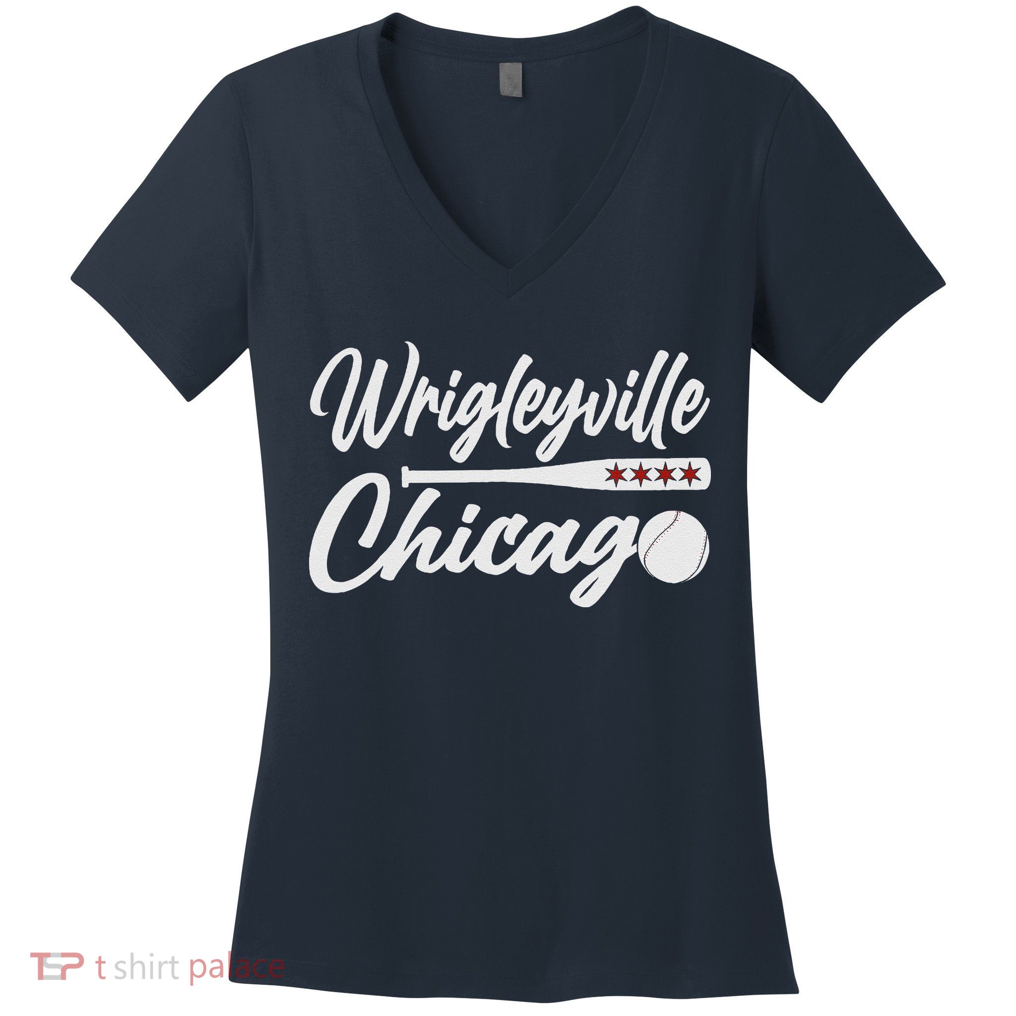 Wrigleyville Chicago Baseball American Women's V-Neck T-Shirt