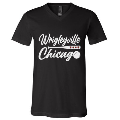 Wrigleyville Chicago Baseball American V-Neck T-Shirt