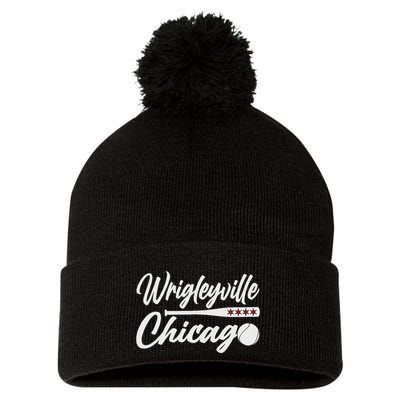 Wrigleyville Chicago Baseball American Pom Pom 12in Knit Beanie
