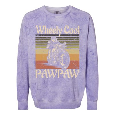 Wheely Cool Biker Pawpaw Motorcycle Grandpa Vintage Gift Colorblast Crewneck Sweatshirt