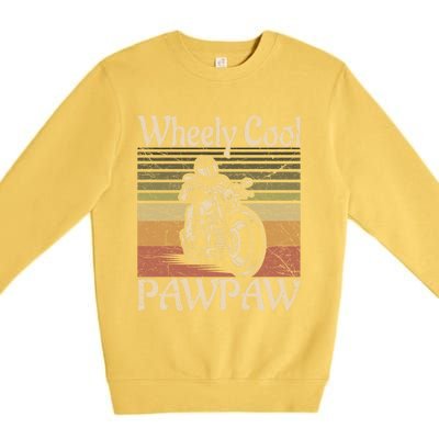 Wheely Cool Biker Pawpaw Motorcycle Grandpa Vintage Gift Premium Crewneck Sweatshirt