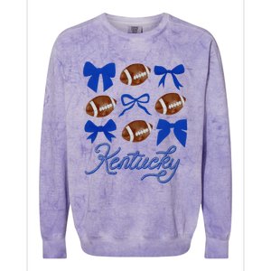 Women Coquette Bow Football Kentucky Gift Colorblast Crewneck Sweatshirt