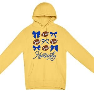 Women Coquette Bow Football Kentucky Gift Premium Pullover Hoodie