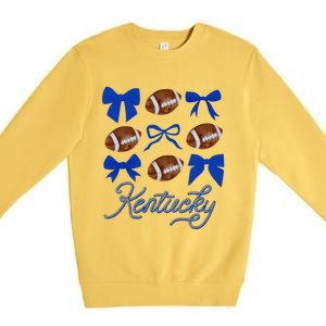 Women Coquette Bow Football Kentucky Gift Premium Crewneck Sweatshirt