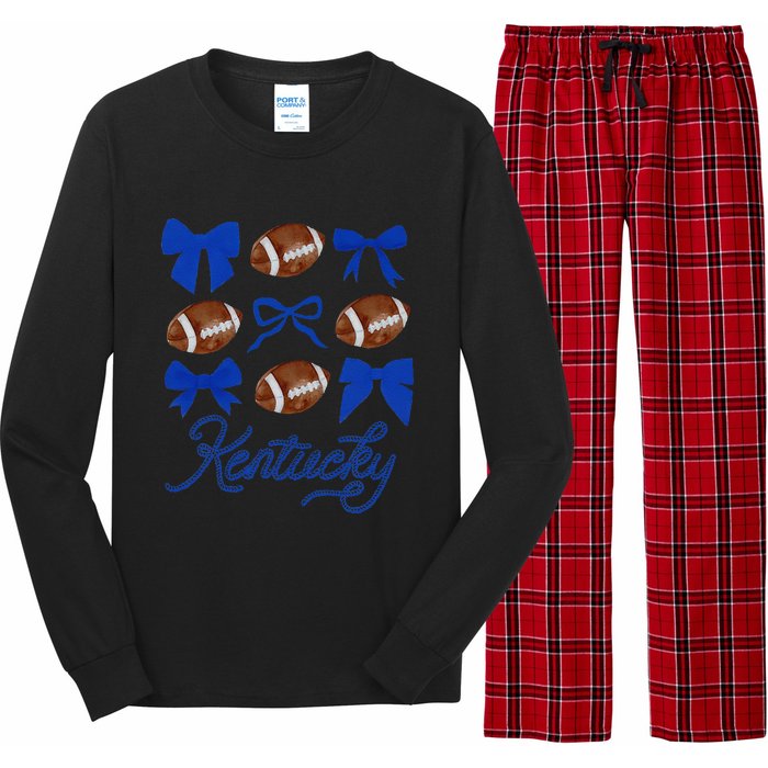 Women Coquette Bow Football Kentucky Gift Long Sleeve Pajama Set